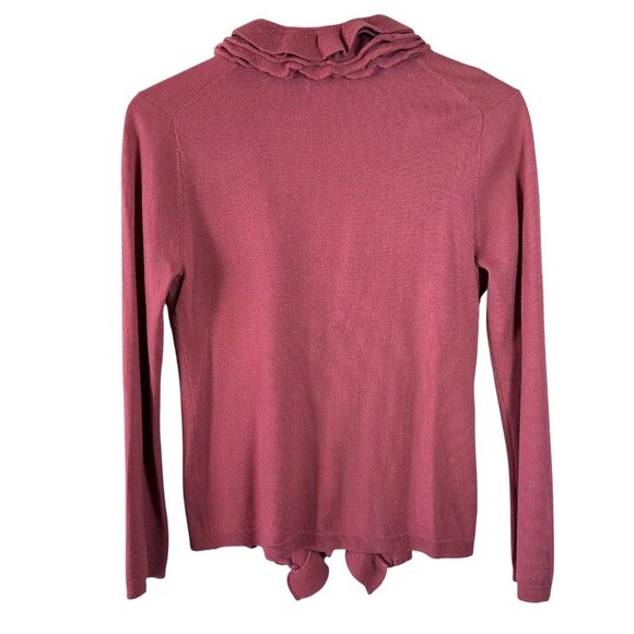 Garnet Hill Dusty Rose Merino Wool Ruffle Cardigan Sweater Size XS - Picture 5 of 5